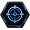 Light blue target and crosshair, signifying accuracy.