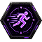 Purple silhouette of a running person, symbolizing agility and sprinting.