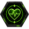 Green heart with a pulse line, a symbol of health and regeneration